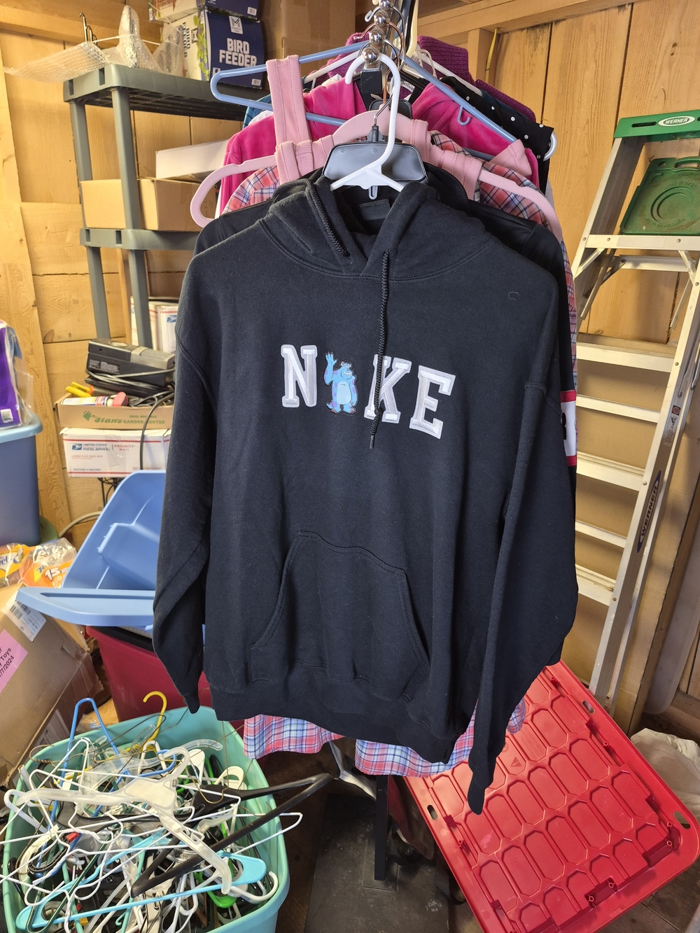 Nike Black Hooded Sweatshirt with Embroidered Logo Bin 66